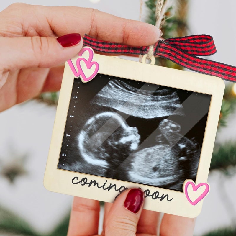 Hangwoous Ultrasound Picture Frame Ornament with Plastic Cover - Baby Coming Soon Announcement for Grandparents, Husband - Sonogram Photo Frame Ornament - Ultrasound Picture Protector - Baby Gender Reveal Gift - Image 5